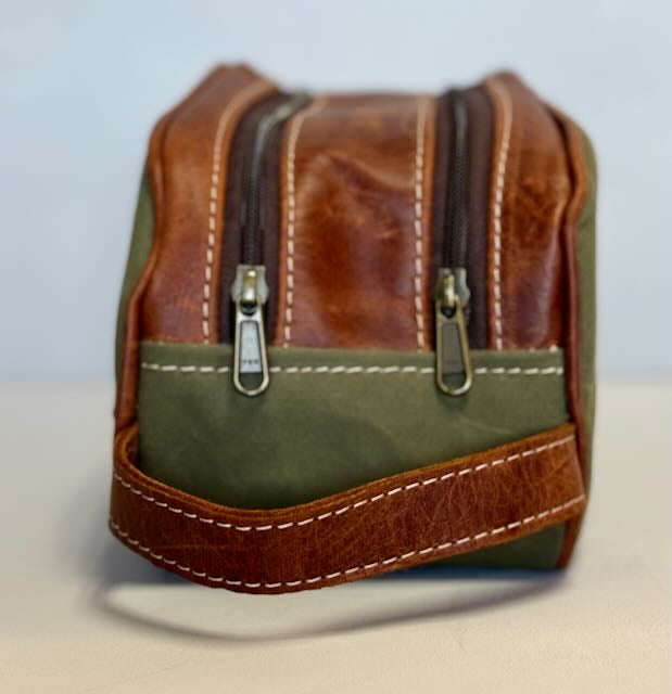 Double up Toiletry in Canvas and Leather
