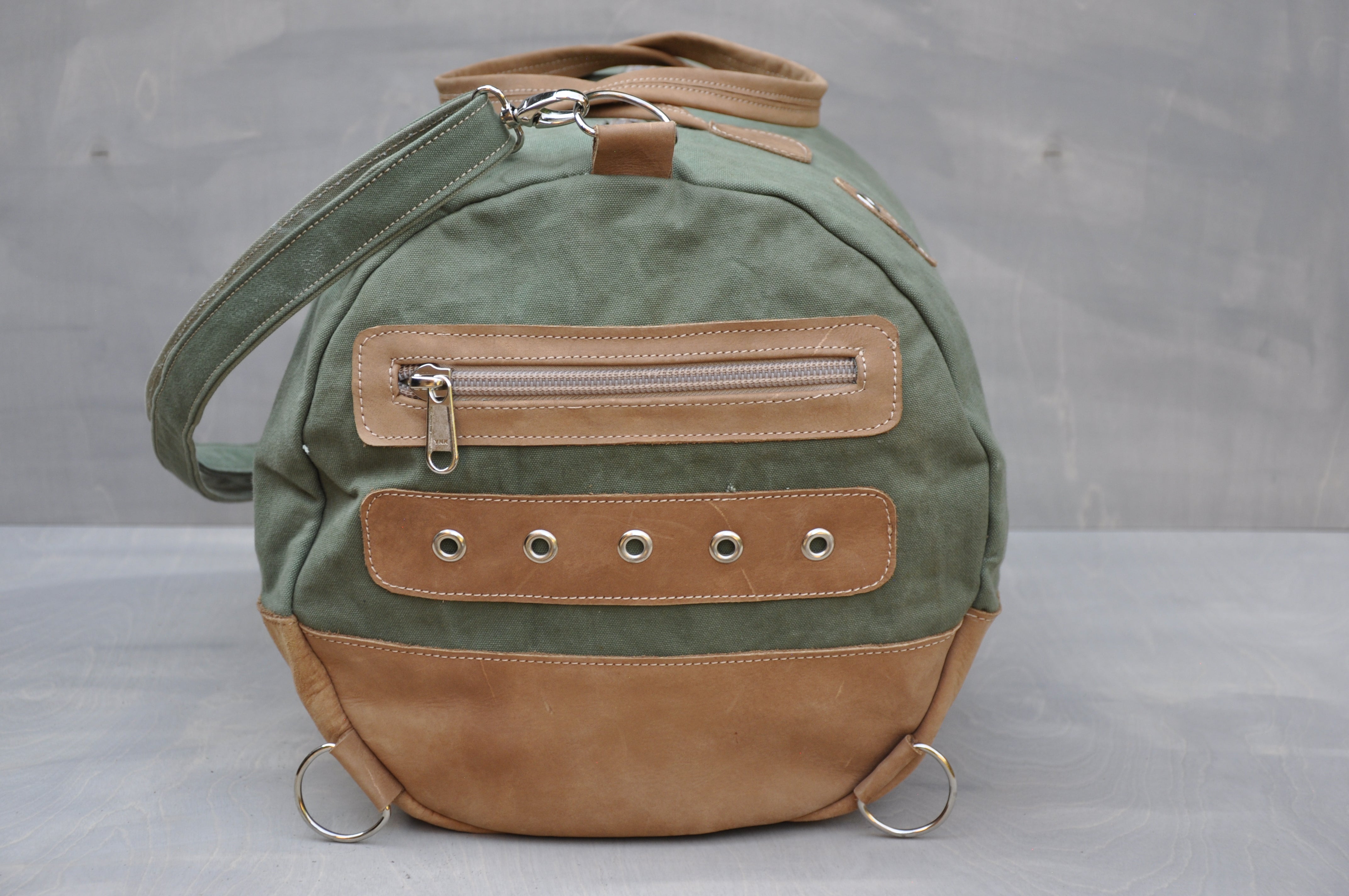 Travel Duffle - (Green / Tan)
