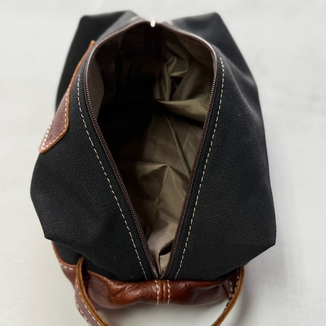 Canvas and Leather Shaving Bag