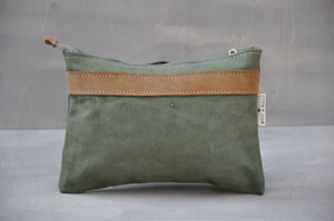 Utility Pouch - Reclaimed Canvas (Green / Tan)