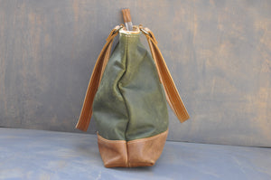 Megan bag Two tone leather (green & Diesel Toffee)
