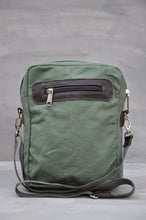 Load image into Gallery viewer, Satchel - Reclaimed Cotton Canvas (Green / Buffed Brown)