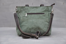 Load image into Gallery viewer, Vintage Jana Bag - Reclaimed Canvas &amp; Leather (Green / Buffed Brown)