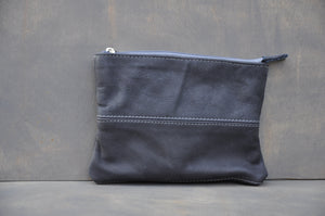 Utility Pouch - Full Leather (Dark Blue)