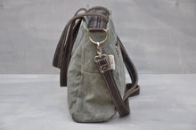 Load image into Gallery viewer, Vintage Jana Bag - Reclaimed Ripstop &amp; Leather (Green / Buffed Brown)