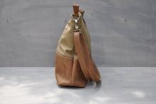 Load image into Gallery viewer, Tasha Maxi - (Khaki Cotton / Tan Leather)