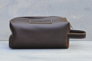 Toiletry bag - Full leather (Choc brown)