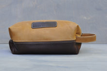 Load image into Gallery viewer, Toiletry bag - Full leather two tone (Tan/choc brown)