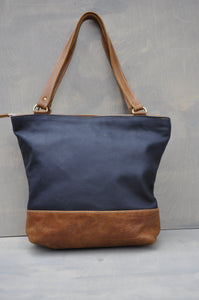 Megan bag Two tone ( Dark Blue and toffee )