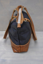 Load image into Gallery viewer, Megan bag Two tone ( Dark Blue and toffee )