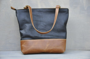 Megan bag Two tone leather (Black & Diesel Toffee)