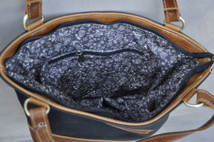 Megan bag Two tone leather (Black & Diesel Toffee)